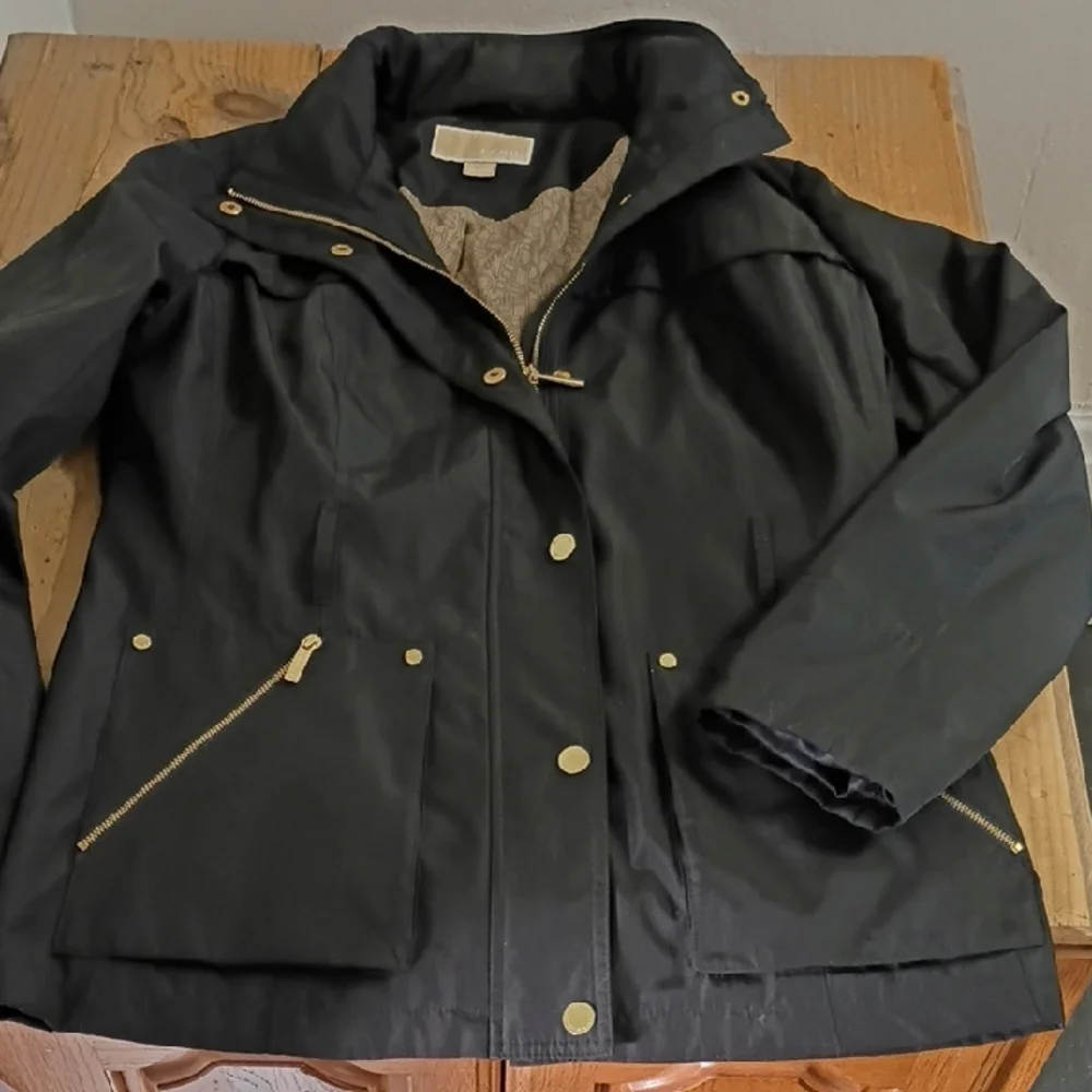 Michael Michael Kors Black Full Zip Hooded Moto Jacket Size L